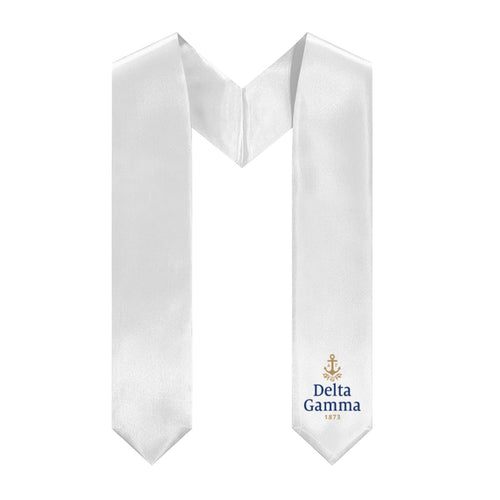 Delta Gamma Logo Stole - White, Navy & Gold