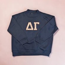 Load image into Gallery viewer, Delta Gamma Mockneck - Navy, Pink &amp; Creme Floral &amp; Azalea
