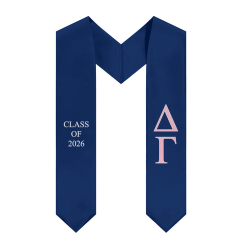 Delta Gamma Class of 2026 Sorority Stole - Navy, Pink & White