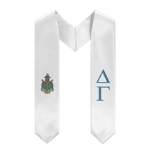 Load image into Gallery viewer, Delta Gamma Graduation Stole With Crest - White &amp; Dusty Blue