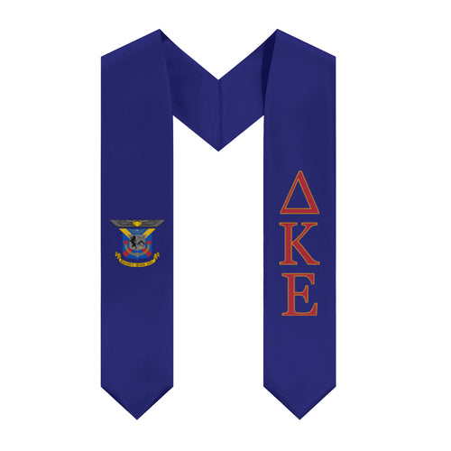 Delta Kappa Epsilon Graduation Stole With Crest - Navy, Red & Yellow