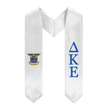 Load image into Gallery viewer, Delta Kappa Epsilon Graduation Stole With Crest - White &amp; Blue