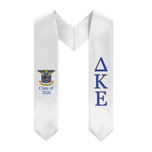 Load image into Gallery viewer, Delta Kappa Epsilon + Crest + Class of 2026 Graduation Stole - White, Blue &amp; Red