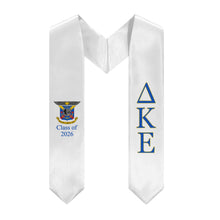 Load image into Gallery viewer, Delta Kappa Epsilon + Crest + Class of 2026 Graduation Stole - White, Blue &amp; Yellow