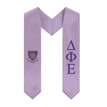 Load image into Gallery viewer, Delta Phi Epsilon Graduation Stole With Crest - Light Purple &amp; Purple