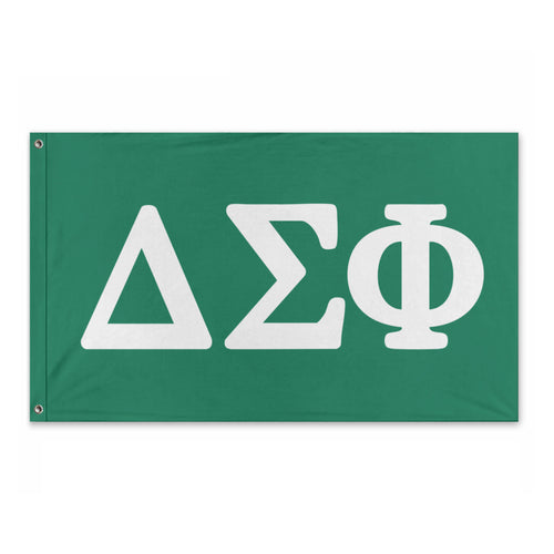 Delta Sigma Phi Greek Letters Flag - Green & White