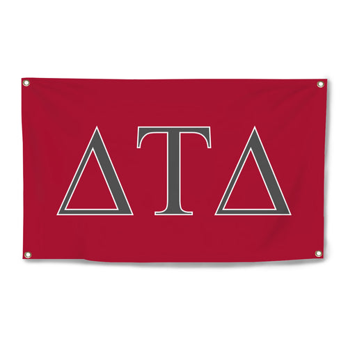 Delta Tau Delta Four-Grommet Banner - Crimson, Gray & White