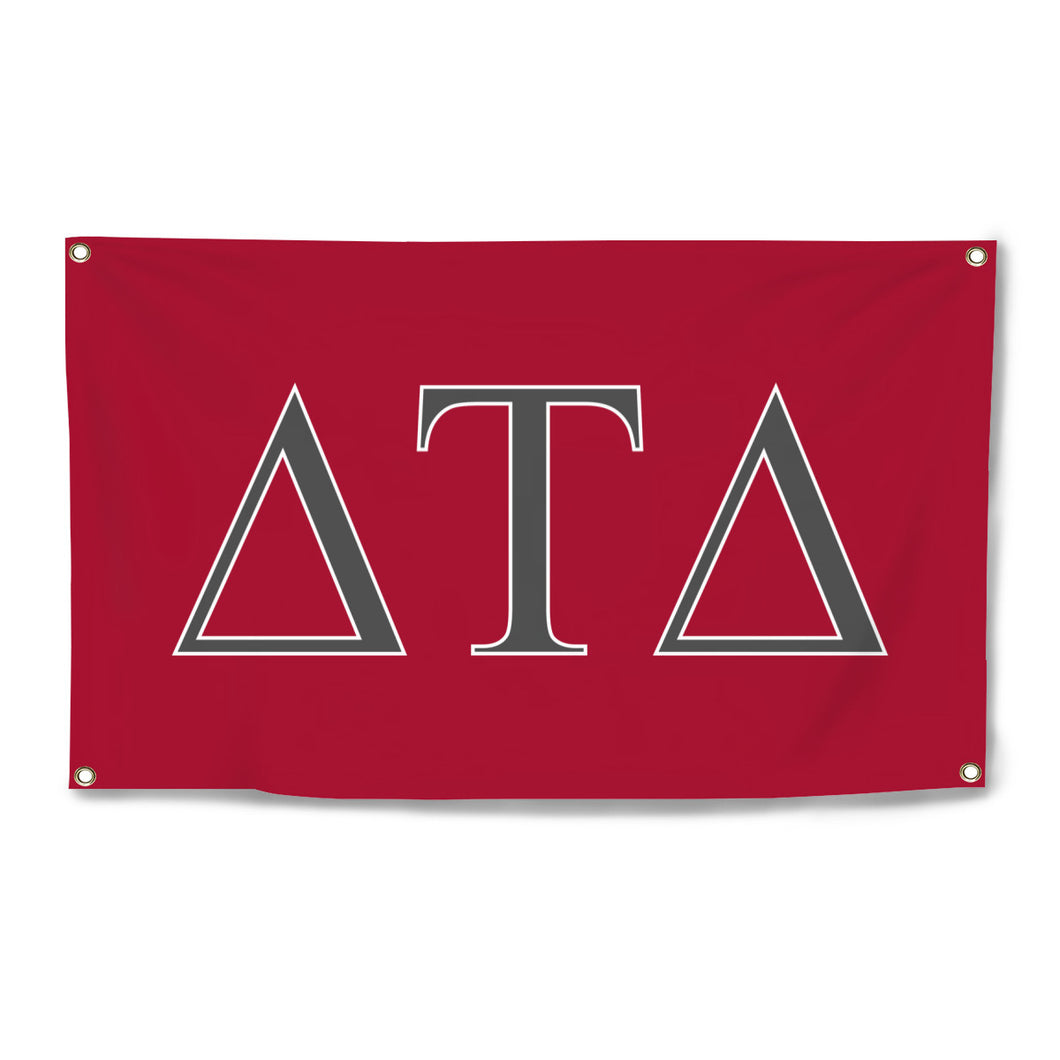 Delta Tau Delta Four-Grommet Banner - Crimson, Gray & White