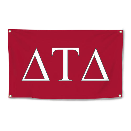 Delta Tau Delta Four-Grommet Banner - Crimson, White & Gray