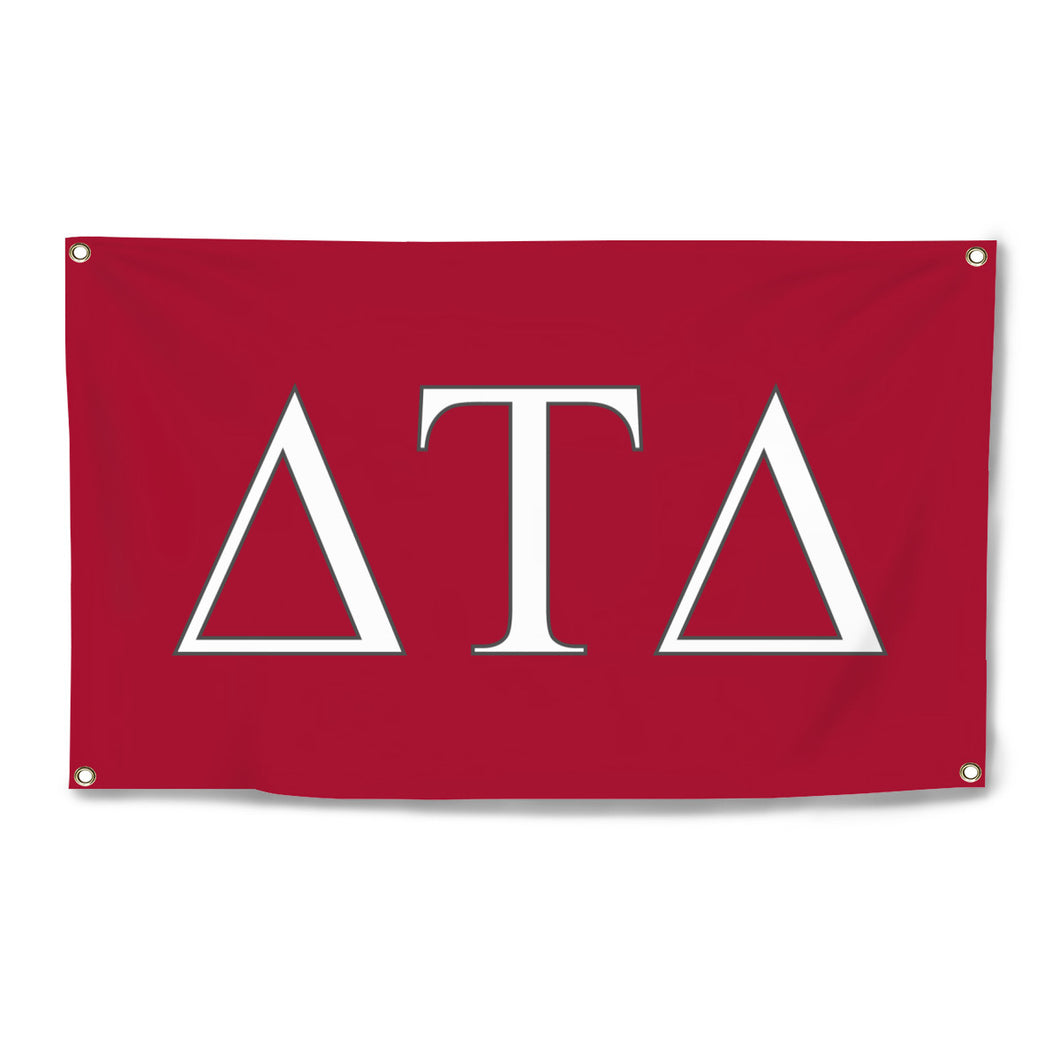 Delta Tau Delta Four-Grommet Banner - Crimson, White & Gray