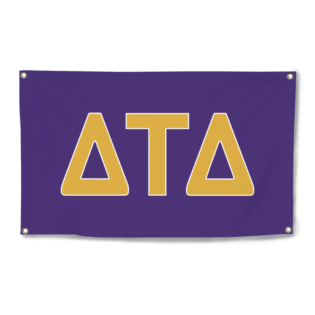 Delta Tau Delta Four-Grommet Banner - Explorer Purple, Explorer Gold & White