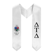 Load image into Gallery viewer, Delta Tau Delta + Crest + Class of 2025 Graduation Stole - White &amp; Black