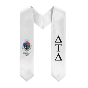 Delta Tau Delta + Crest + Class of 2025 Graduation Stole - White & Black