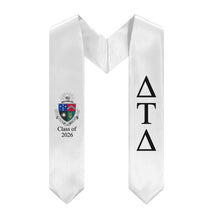 Load image into Gallery viewer, Delta Tau Delta + Crest + Class of 2026 Graduation Stole - White &amp; Black