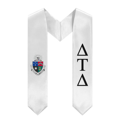 Delta Tau Delta Graduation Stole With Crest - White & Black