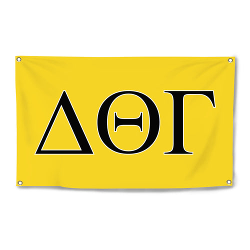 Delta Theta Gamma Four-Grommet Banner - Maize, Black & White