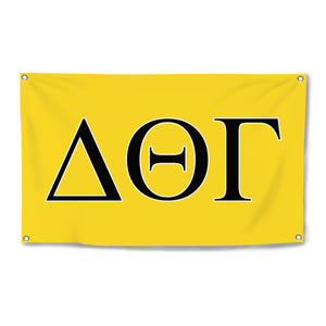 Delta Theta Gamma Four-Grommet Banner - Maize, Black & White