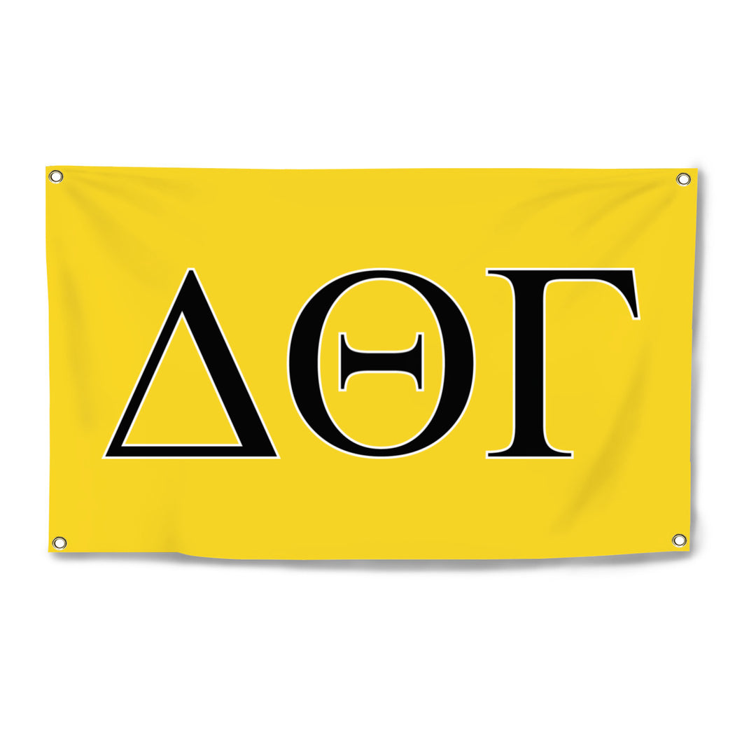 Delta Theta Gamma Four-Grommet Banner - Maize, Black & White