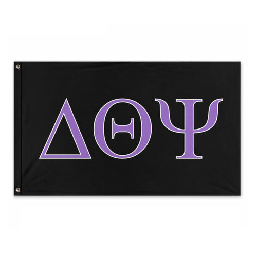 Delta Theta Psi Sorority Flag - Black, Amethyst & White