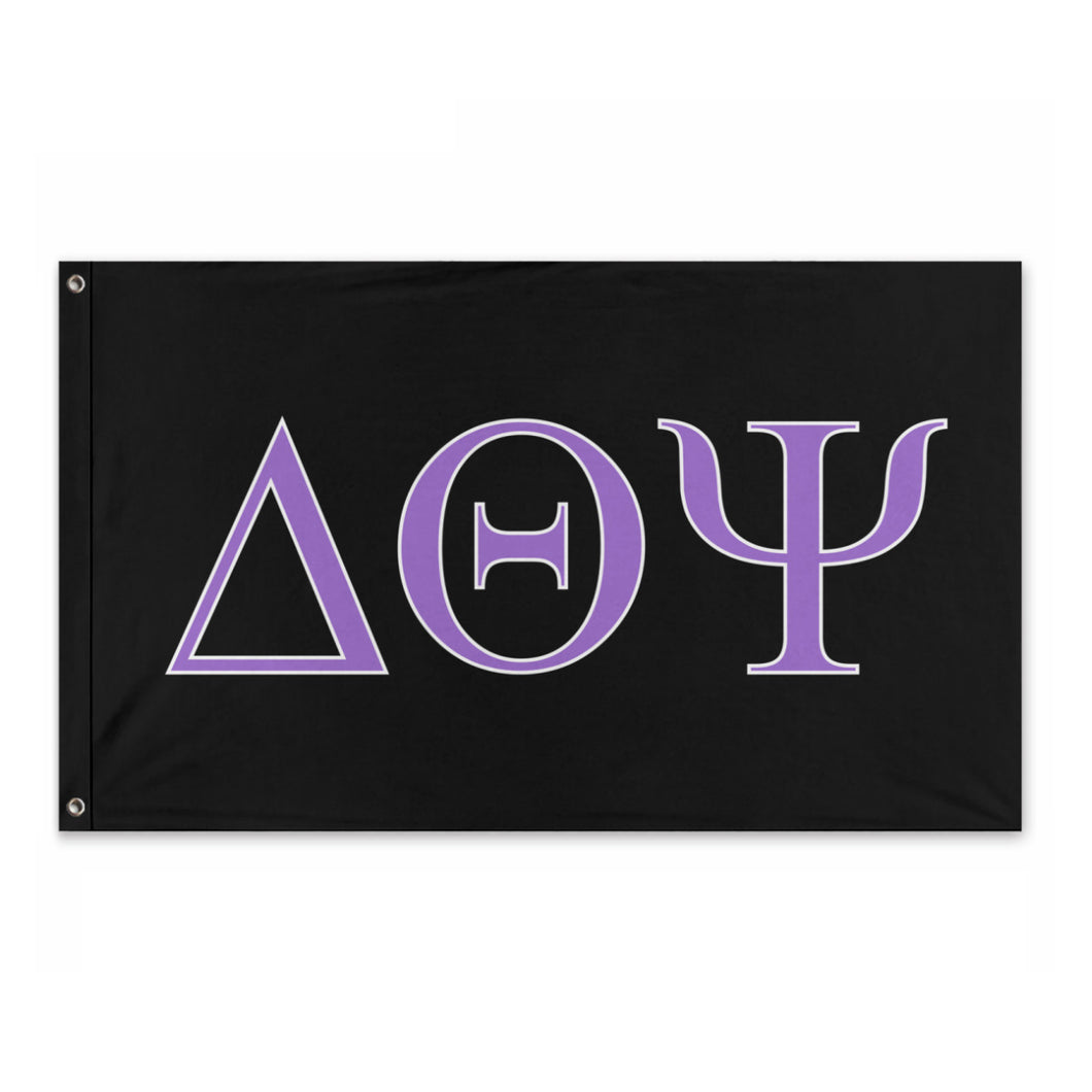 Delta Theta Psi Sorority Flag - Black, Amethyst & White