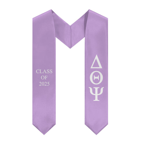 Delta Theta Psi Class of 2025 Sorority Stole - Wisteria & White