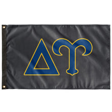 Load image into Gallery viewer, Delta Upsilon Greek Letters Flag - Soft Black, Sapphire Blue &amp; Old Gold