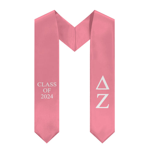 Delta Zeta Class of 2024 Sorority Stole - DZ Pink & White