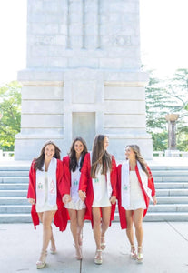Delta Zeta + Crest + Class of 2026 Graduation Stole - White, Pink & Green - 1