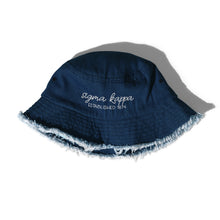 Load image into Gallery viewer, Sigma Kappa Distressed Denim Bucket Hat