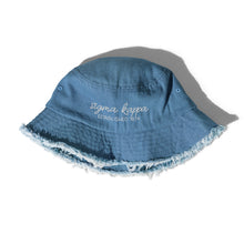 Load image into Gallery viewer, Sigma Kappa Distressed Denim Bucket Hat