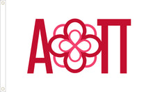 Load image into Gallery viewer, Double-Sided Alpha Omicron Pi Infinity Rose Sorority Flag - White
