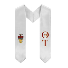 Load image into Gallery viewer, Theta Tau Graduation Stole With Crest - White, Dark Red &amp; Yellow