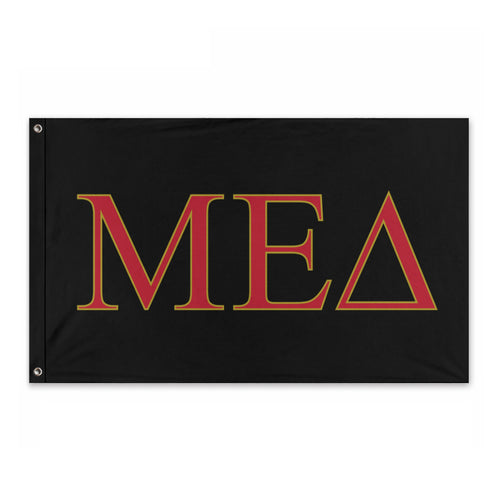 Mu Epsilon Delta Fraternity Flag - Black, Red & Light Old Gold