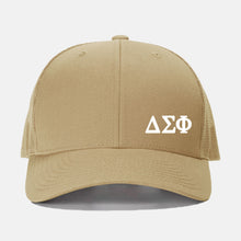 Load image into Gallery viewer, Delta Sigma Phi Lettered Retro Trucker Hat