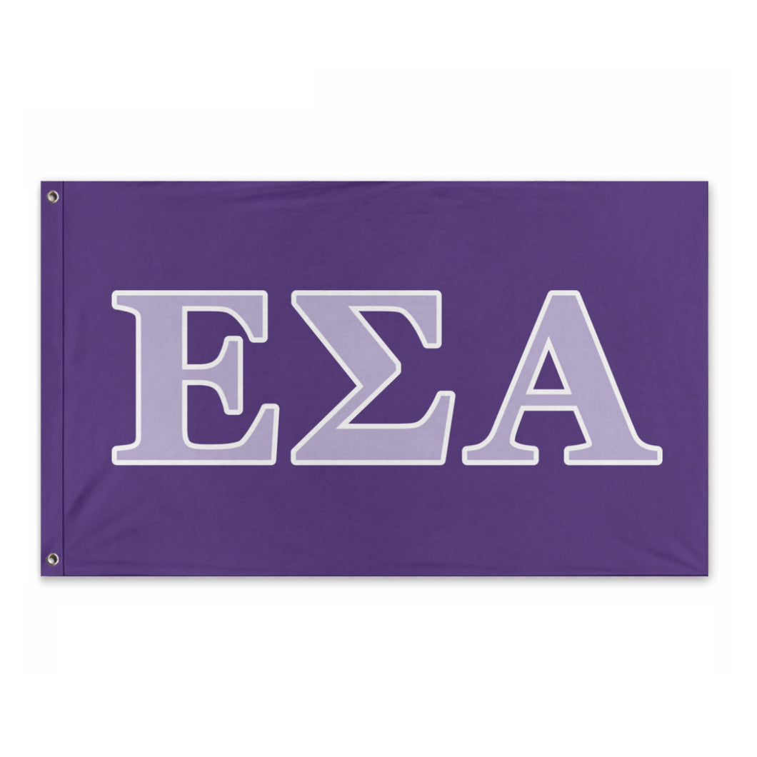 Epsilon Sigma Alpha Wide Block Greek Flag - Purple, Lavender & White