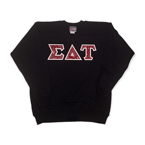 Sigma Delta Tau Stitch Lettered Sweatshirt - Black, Bandana Red & White