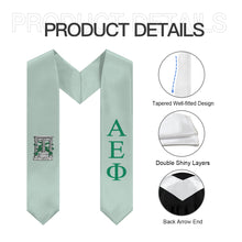 Load image into Gallery viewer, Alpha Epsilon Phi Graduation Stole With Crest - Main Green &amp; Support Green