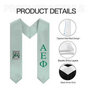 Alpha Epsilon Phi Graduation Stole With Crest - Main Green & Support Green