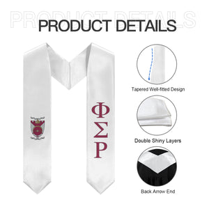 Phi Sigma Rho Graduation Stole With Crest - White, Wine Red & Silver