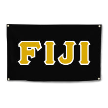 Load image into Gallery viewer, FIJI Greek Block Four-Grommet Banner - Black, Yellow &amp; White