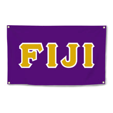 Load image into Gallery viewer, FIJI Greek Block Four-Grommet Banner - Purple, Yellow &amp; White