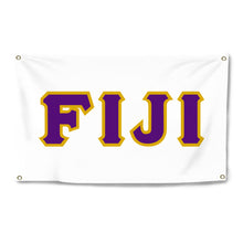 Load image into Gallery viewer, FIJI Greek Block Four-Grommet Banner - White, Purple &amp; Yellow