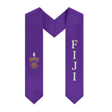 Load image into Gallery viewer, FIJI Graduation Stole With Crest - Purple, White &amp; Gold