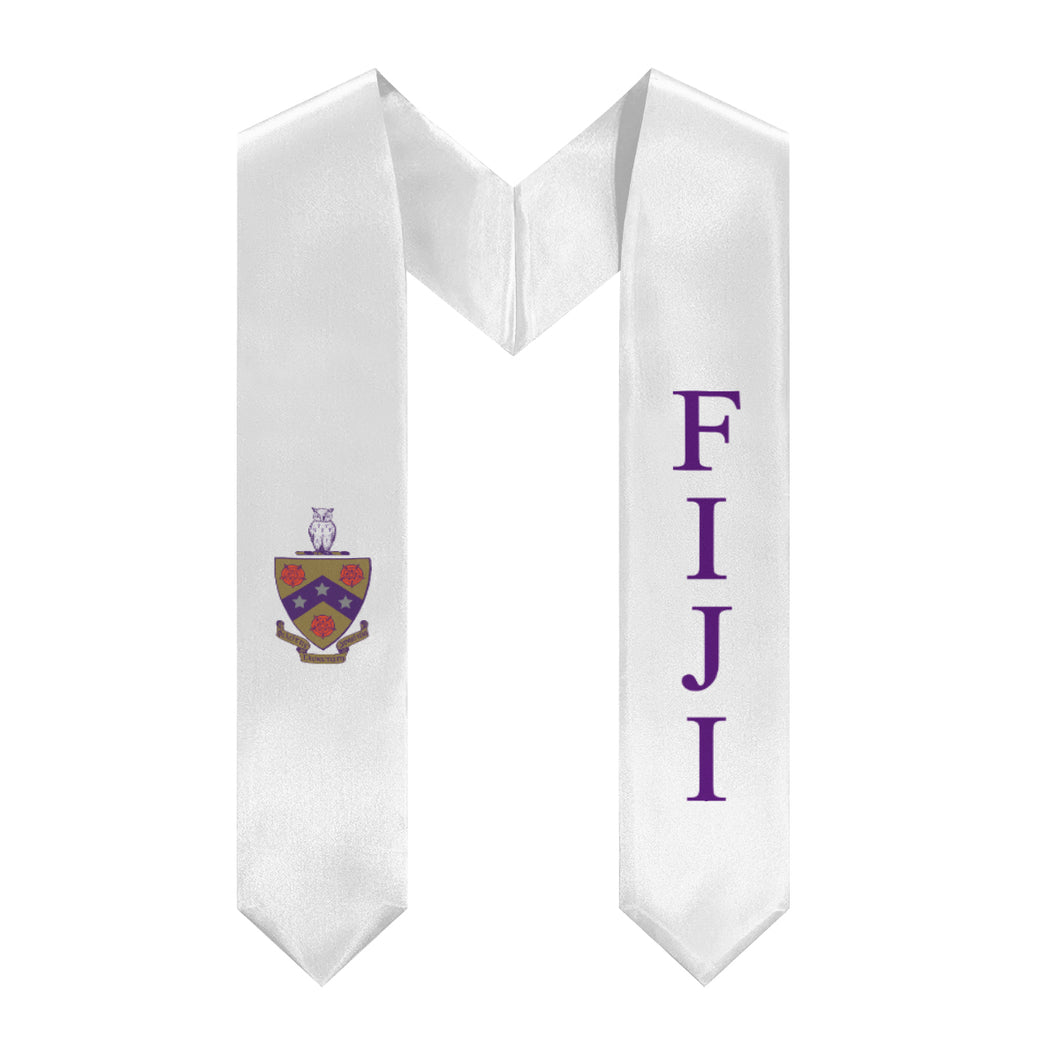 FIJI Graduation Stole With Crest - White & Purple