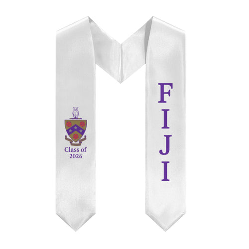 FIJI + Crest + Class of 2026 Graduation Stole - White & Purple