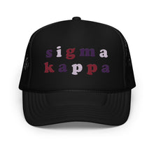 Load image into Gallery viewer, Sigma Kappa Fun Times Sorority Trucker Hat