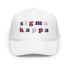 Load image into Gallery viewer, Sigma Kappa Fun Times Sorority Trucker Hat