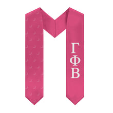 Load image into Gallery viewer, Gamma Phi Beta Crescent Moon Stole - Carnation &amp; White