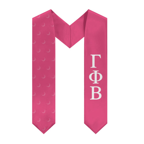 Gamma Phi Beta Crescent Moon Stole - Carnation & White