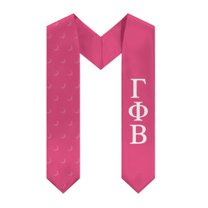 Gamma Phi Beta Crescent Moon Stole - Carnation & White